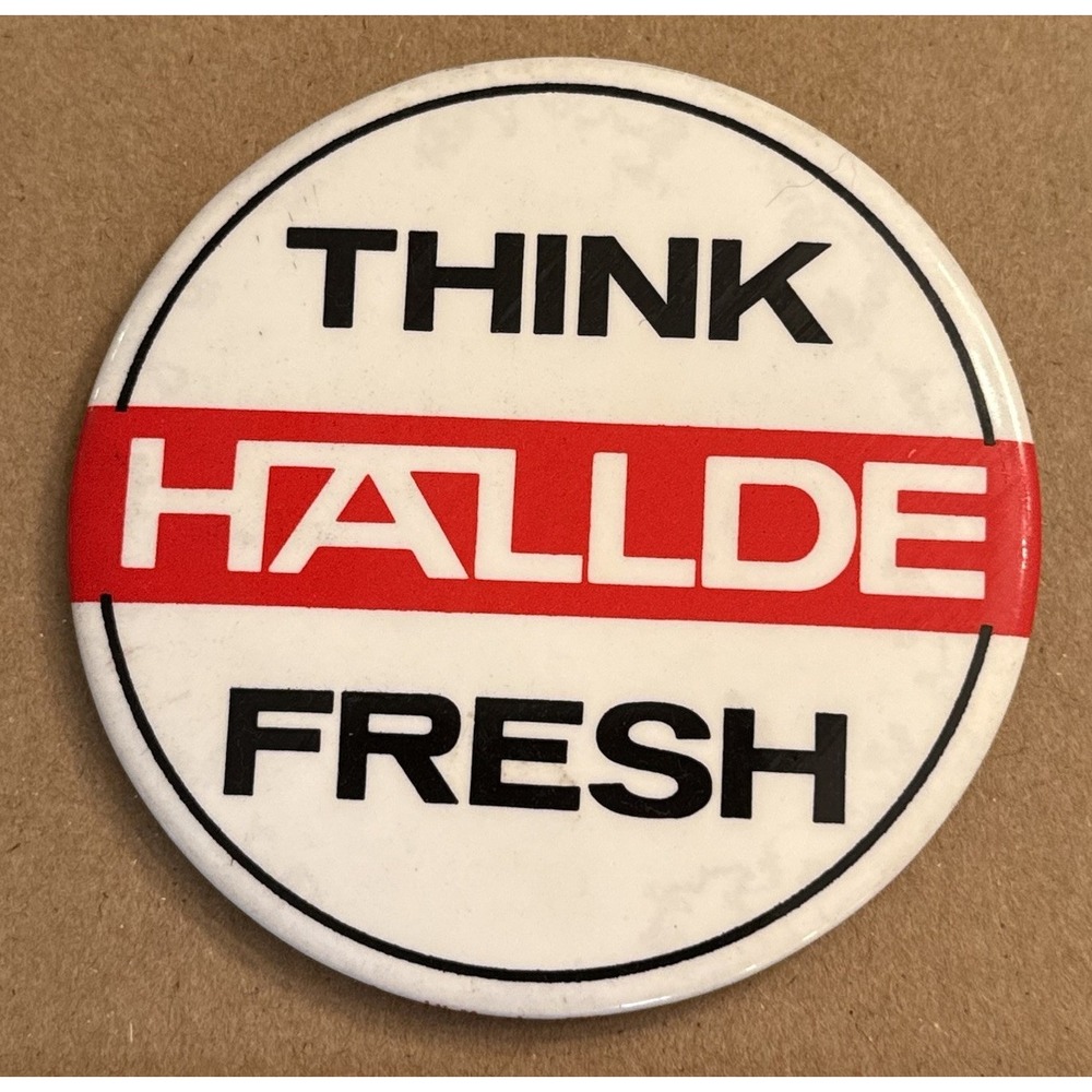 Think Hallde Fresh Vintage Pinback Button Pin Round Circle